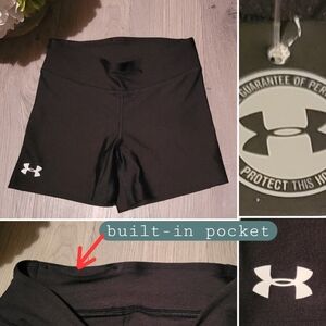 Under Armour Heat Gear Compression Black Athletic Running Shorts, Women Small